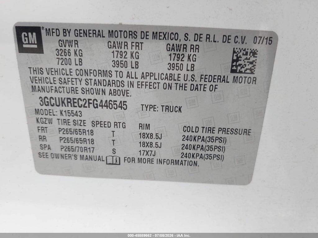 3GCUKREC2FG446545 2015 CHEVROLET SILVERADO 1500 photo no. 9