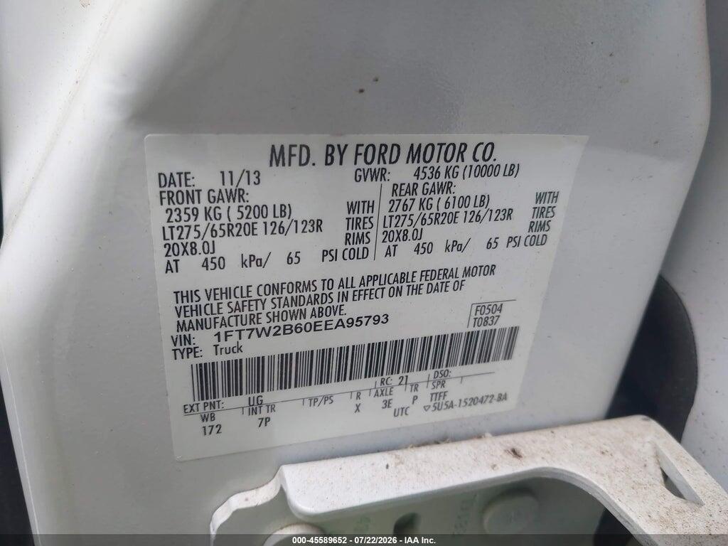 1FT7W2B60EEA95793 2014 FORD F-250 photo no. 9