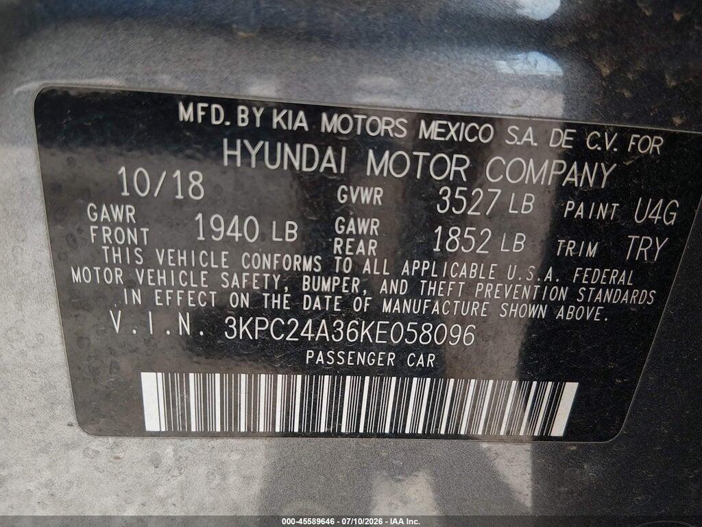 3KPC24A36KE058096 2019 HYUNDAI ACCENT photo no. 9