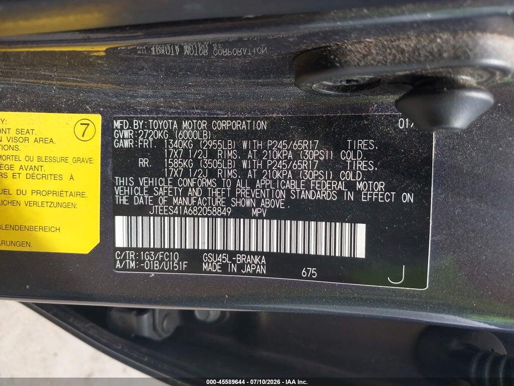 JTEES41A682058849 2008 TOYOTA HIGHLANDER photo no. 9