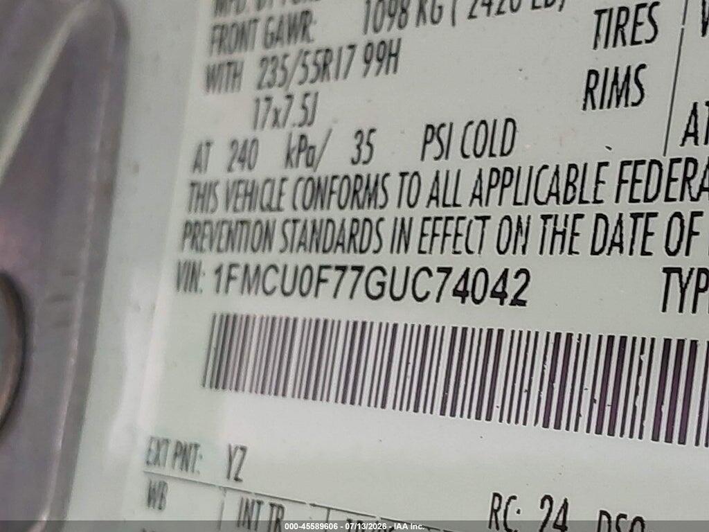 1FMCU0F77GUC74042 2016 FORD ESCAPE photo no. 9