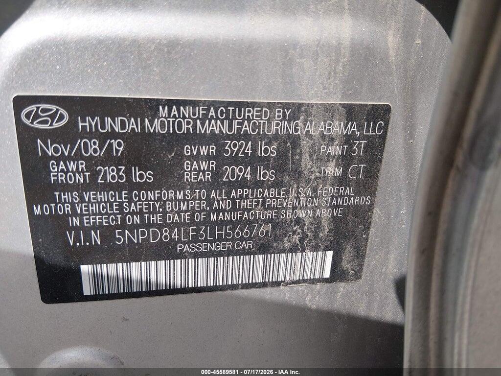 5NPD84LF3LH566761 2020 HYUNDAI ELANTRA photo no. 9