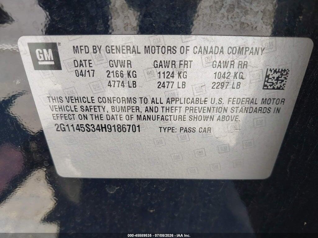 2G1145S34H9186701 2017 CHEVROLET IMPALA photo no. 9