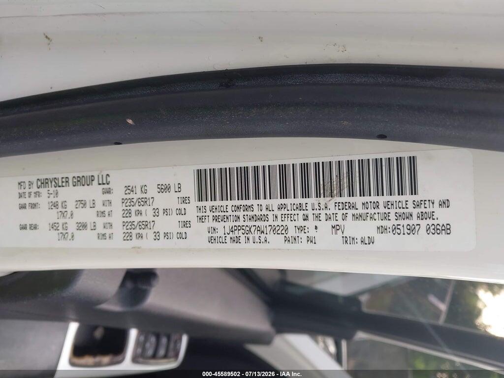 1J4PP5GK7AW170220 2010 JEEP LIBERTY photo no. 9