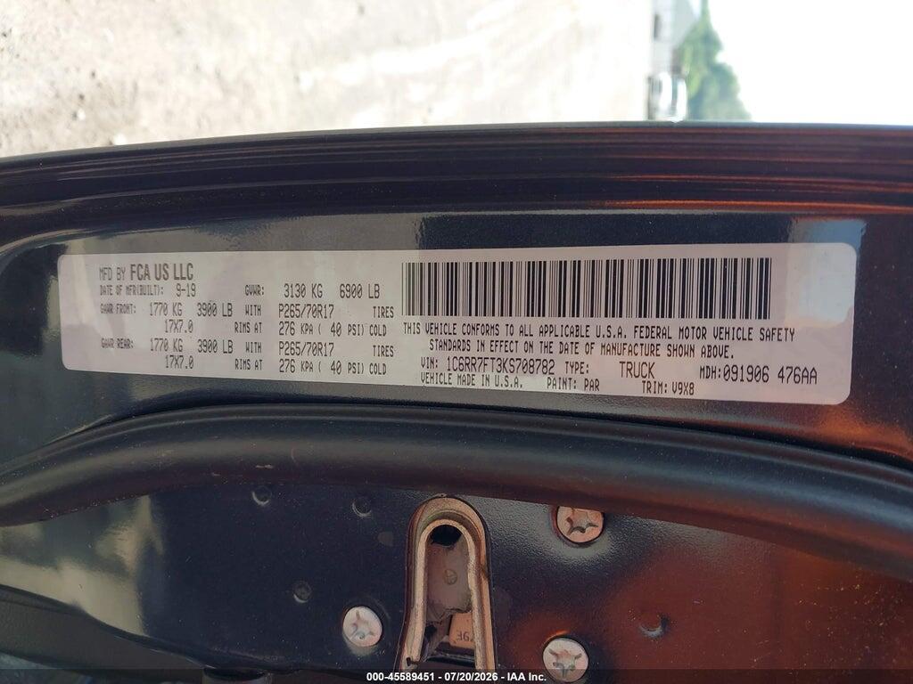 1C6RR7FT3KS708782 2019 RAM 1500 CLASSIC photo no. 9