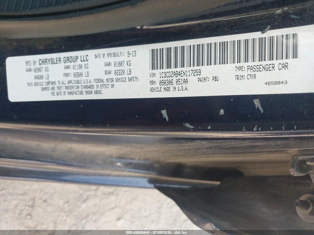 1C3CDZAB4EN117259 2014 DODGE AVENGER photo no. 9
