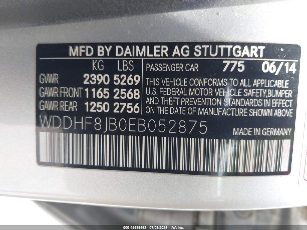 WDDHF8JB0EB052875 2014 MERCEDES-BENZ E 350 photo no. 9