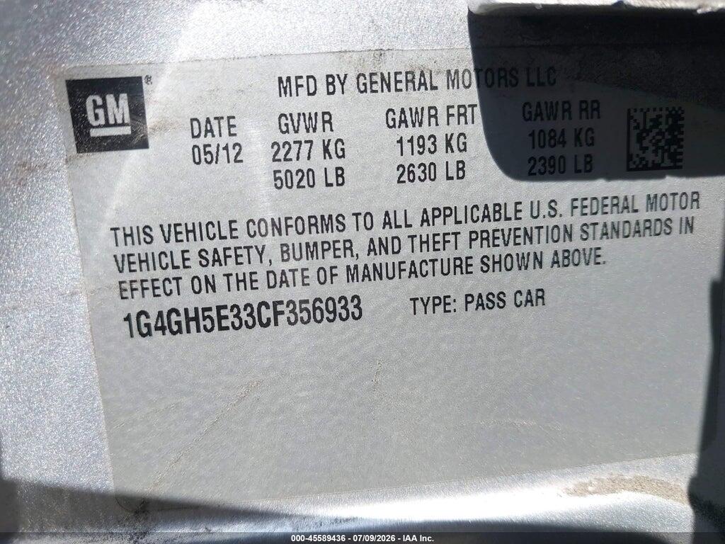 1G4GH5E33CF356933 2012 BUICK LACROSSE photo no. 9