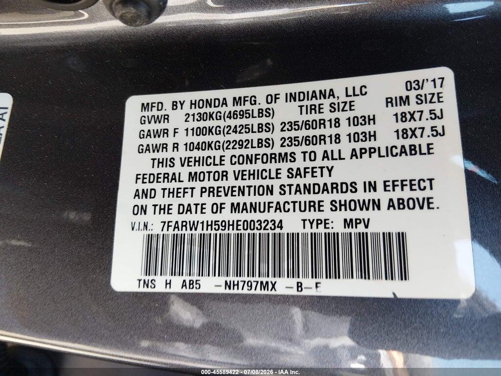 7FARW1H59HE003234 2017 HONDA CR-V photo no. 9