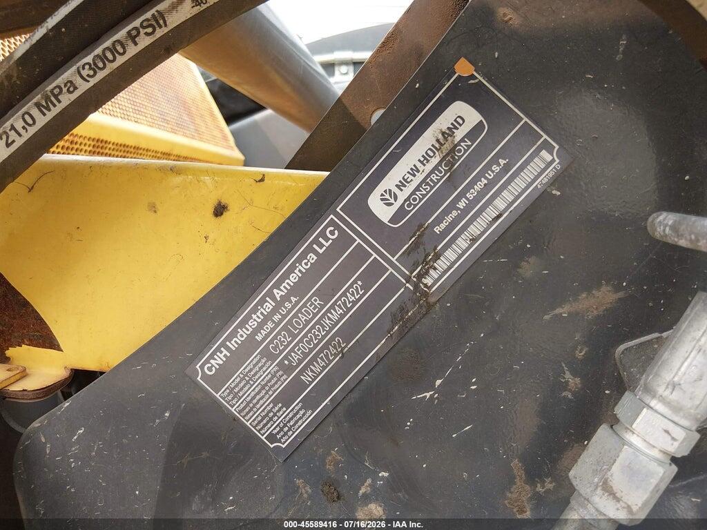 JAF0C232JKM472422 2019 NEW HOLLAND C232 LOADER photo no. 9