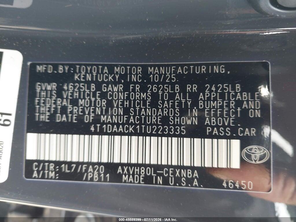 4T1DAACK1TU223335 2026 TOYOTA CAMRY photo no. 9