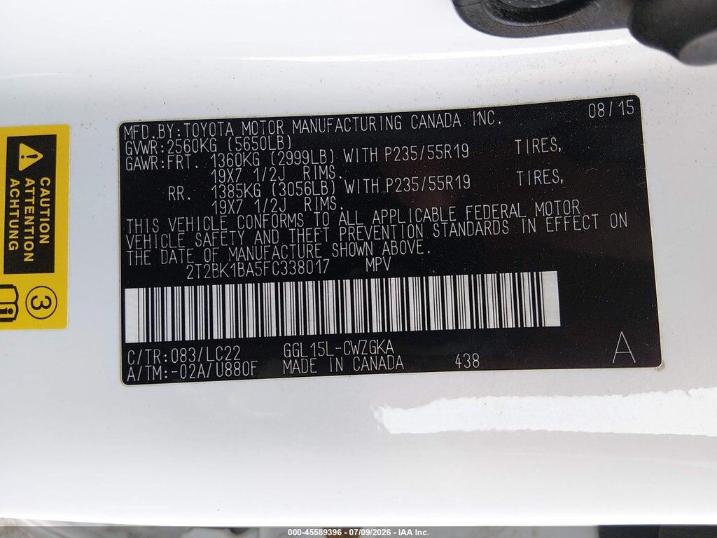 2T2BK1BA5FC338017 2015 LEXUS RX 350 photo no. 9