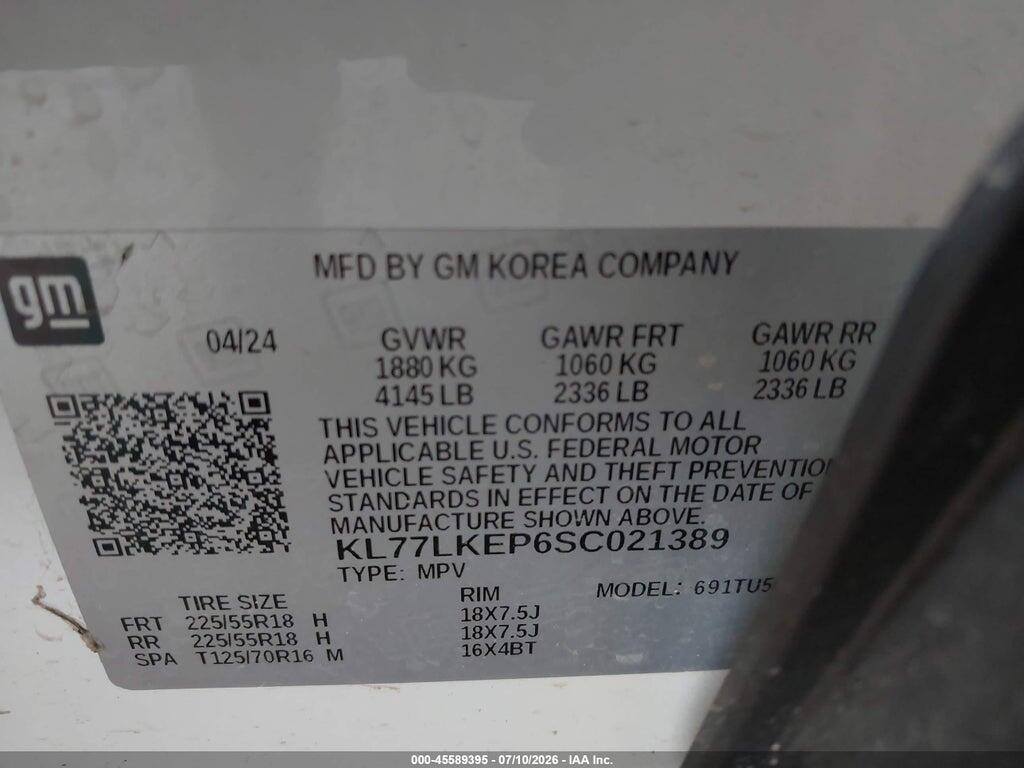 KL77LKEP6SC021389 2025 CHEVROLET TRAX photo no. 9