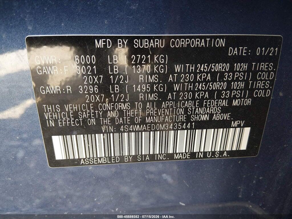 4S4WMAED0M3435441 2021 SUBARU ASCENT photo no. 9