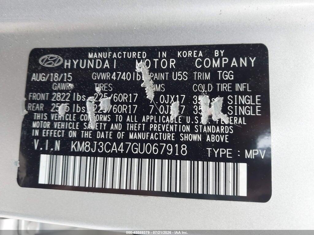 KM8J3CA47GU067918 2016 HYUNDAI TUCSON photo no. 9
