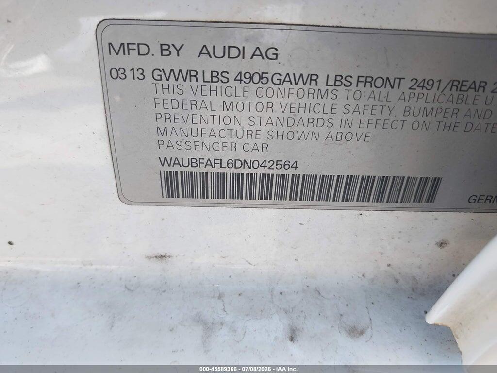WAUBFAFL6DN042564 2013 AUDI A4 photo no. 9