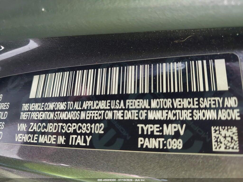 ZACCJBDT3GPC93102 2016 JEEP RENEGADE photo no. 9
