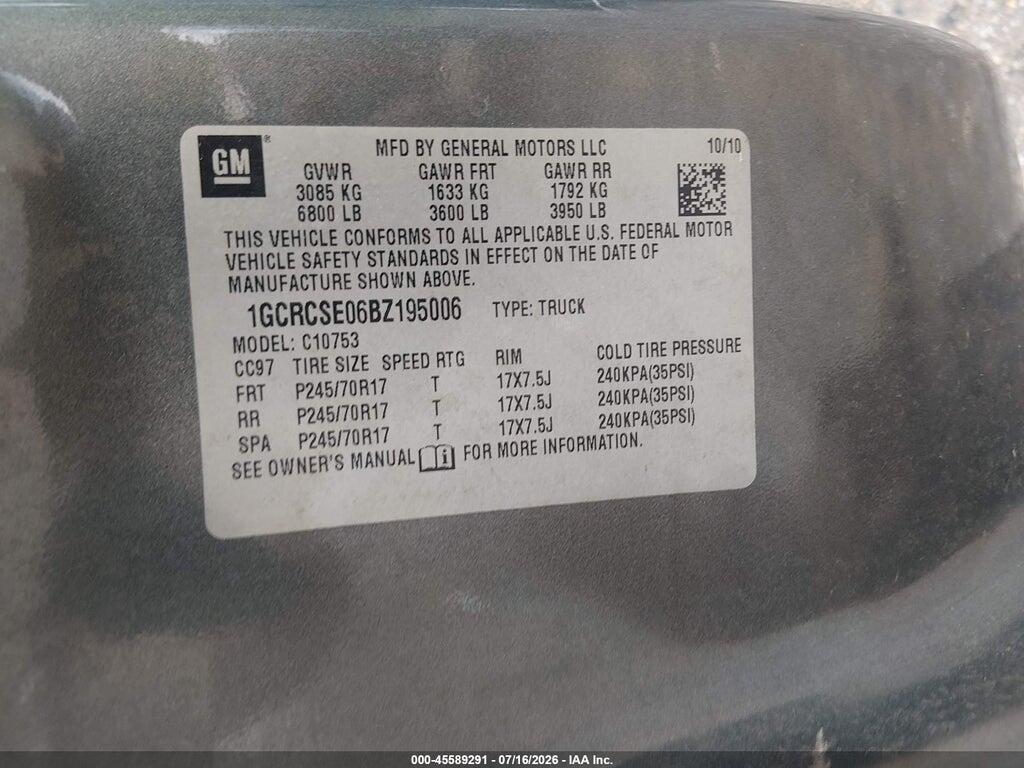 1GCRCSE06BZ195006 2011 CHEVROLET SILVERADO 1500 photo no. 9