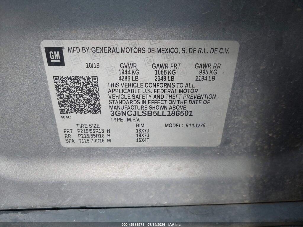 3GNCJLSB5LL186501 2020 CHEVROLET TRAX photo no. 9