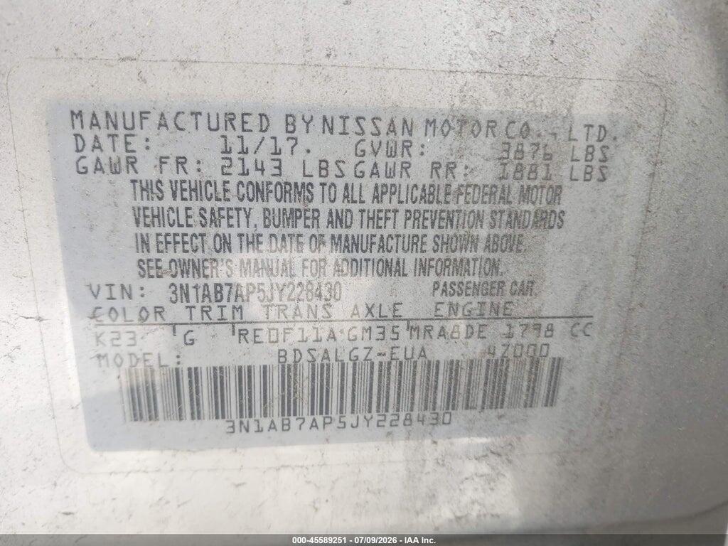 3N1AB7AP5JY228430 2018 NISSAN SENTRA photo no. 9
