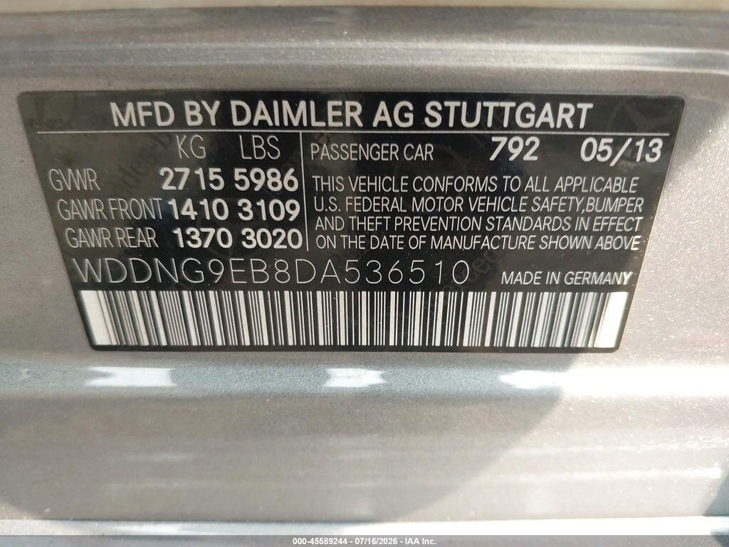 WDDNG9EB8DA536510 2013 MERCEDES-BENZ S 550 photo no. 9