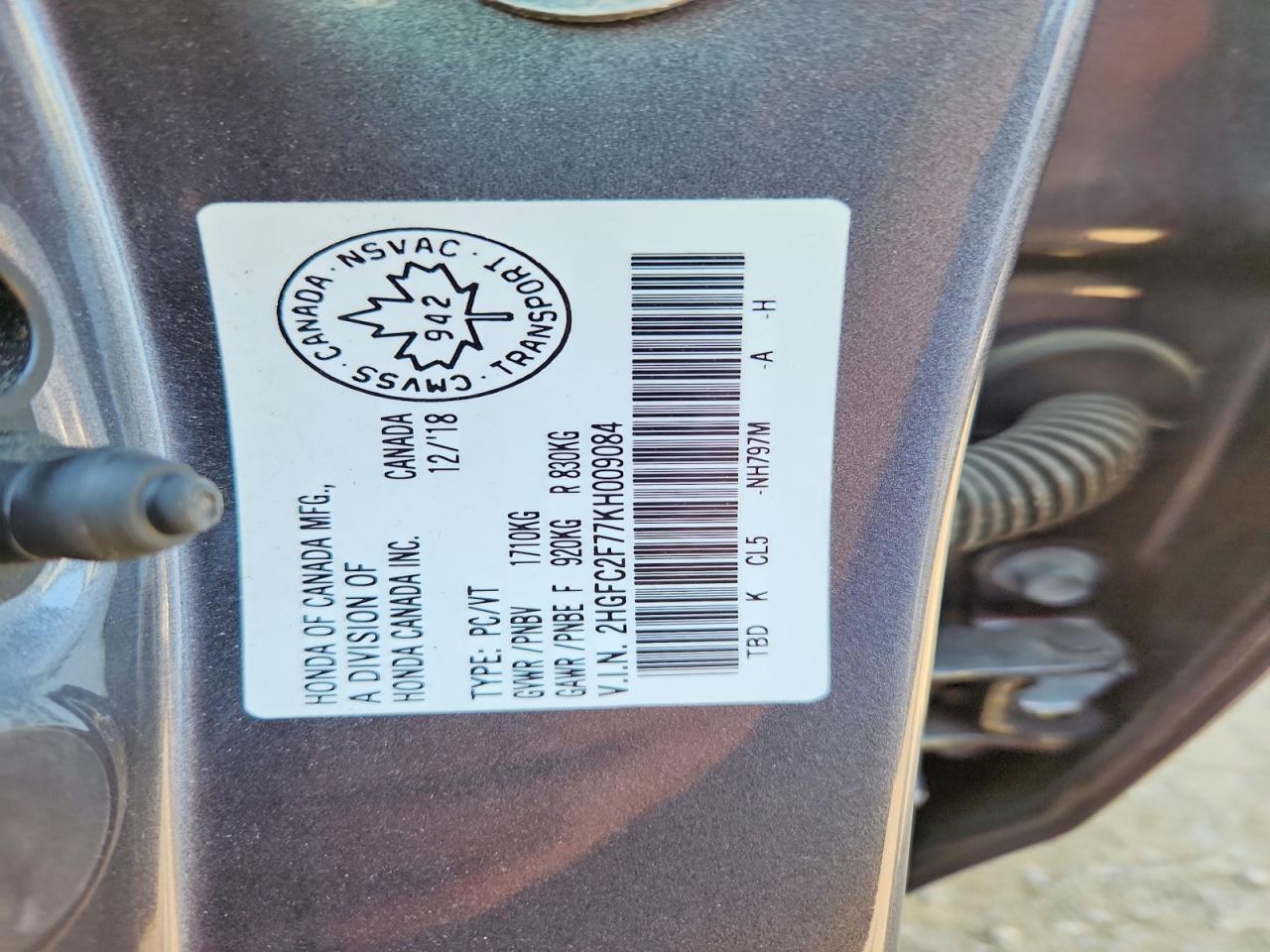2HGFC2F77KH009084 2019 HONDA CIVIC photo no. 12