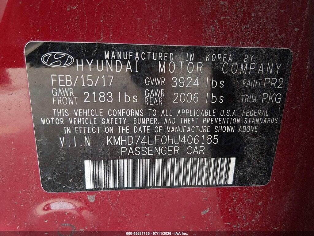 KMHD74LF0HU406185 2017 HYUNDAI ELANTRA photo no. 9