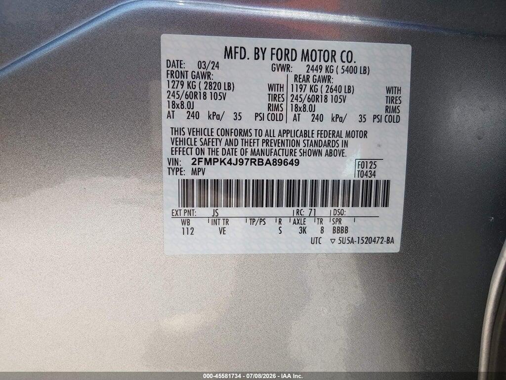 2FMPK4J97RBA89649 2024 FORD EDGE photo no. 9