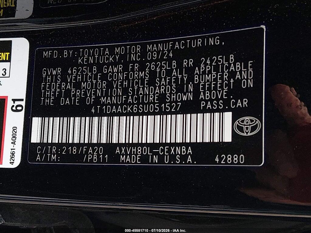 4T1DAACK6SU051527 2025 TOYOTA CAMRY photo no. 9
