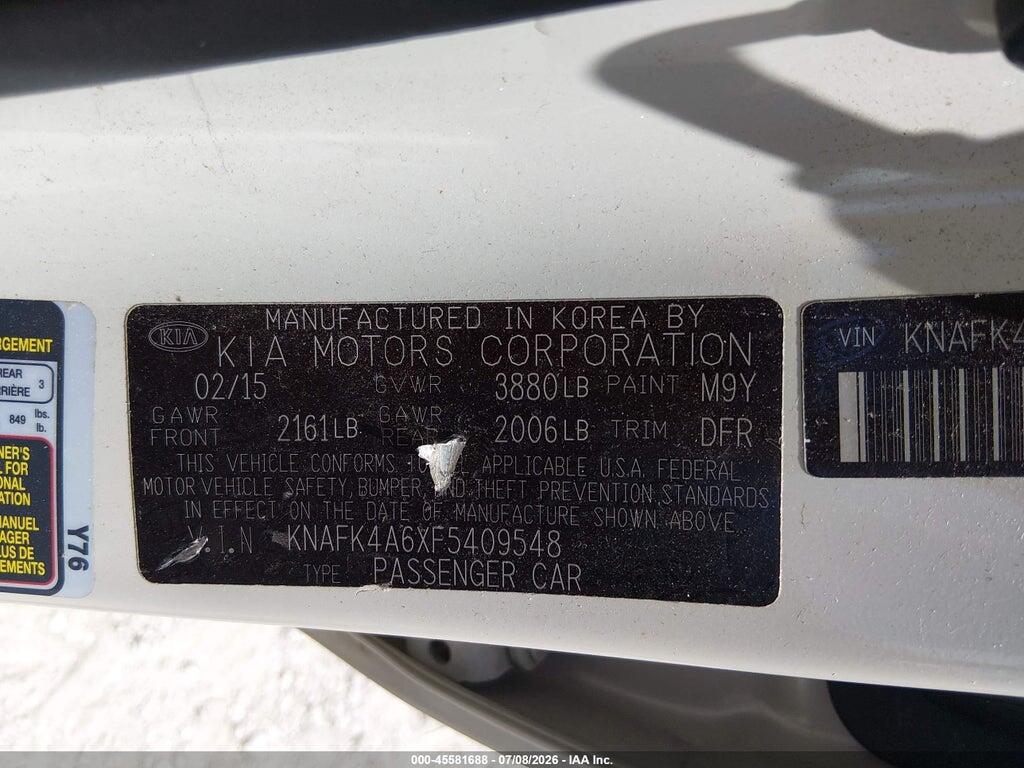 KNAFK4A6XF5409548 2015 KIA FORTE photo no. 9