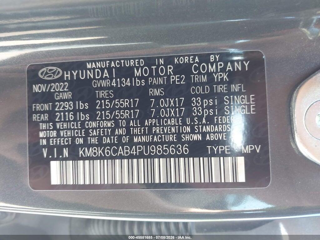 KM8K6CAB4PU985636 2023 HYUNDAI KONA photo no. 9