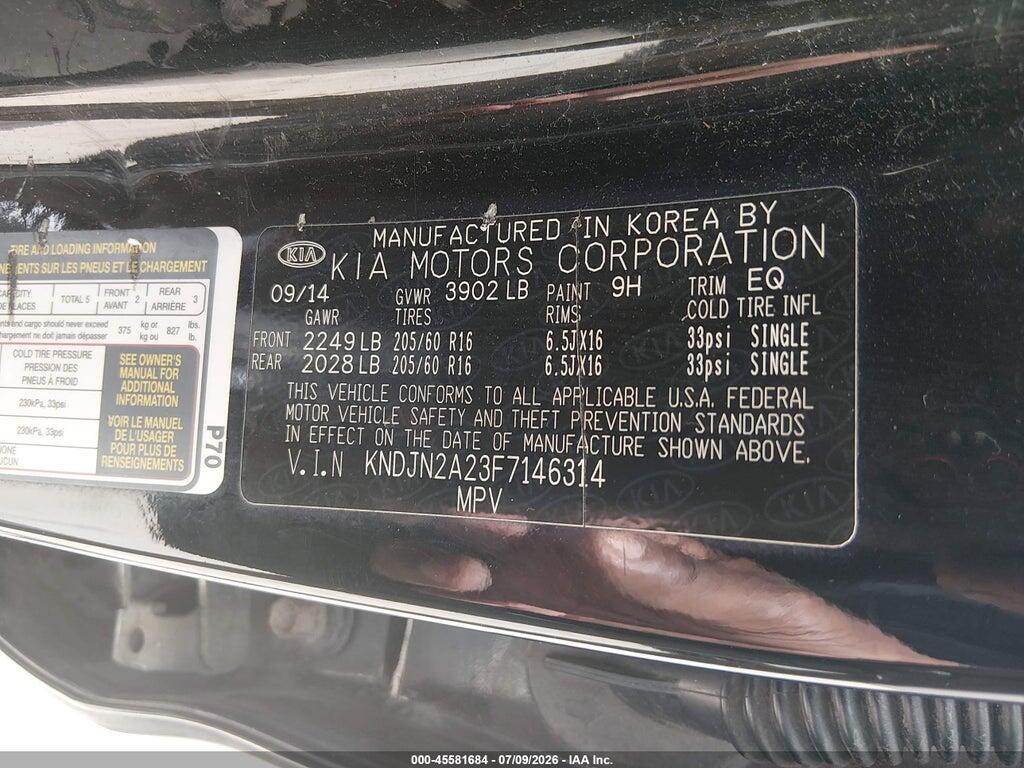 KNDJN2A23F7146314 2015 KIA SOUL photo no. 9