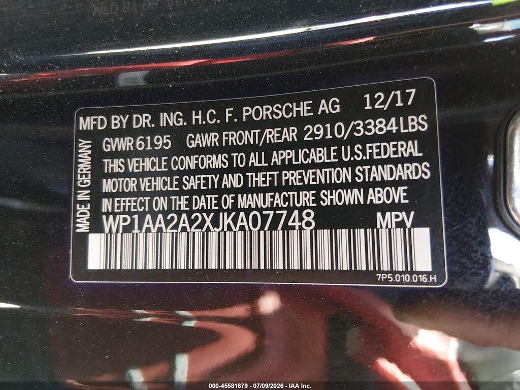 WP1AA2A2XJKA07748 2018 PORSCHE CAYENNE photo no. 9