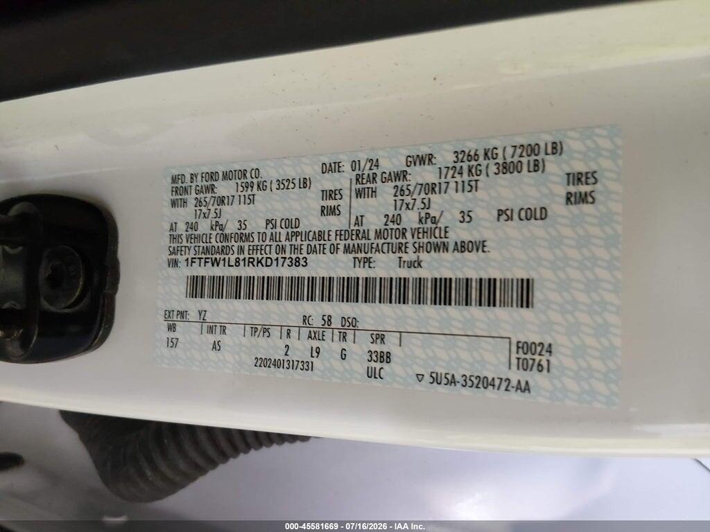 1FTFW1L81RKD17383 2024 FORD F-150 photo no. 9
