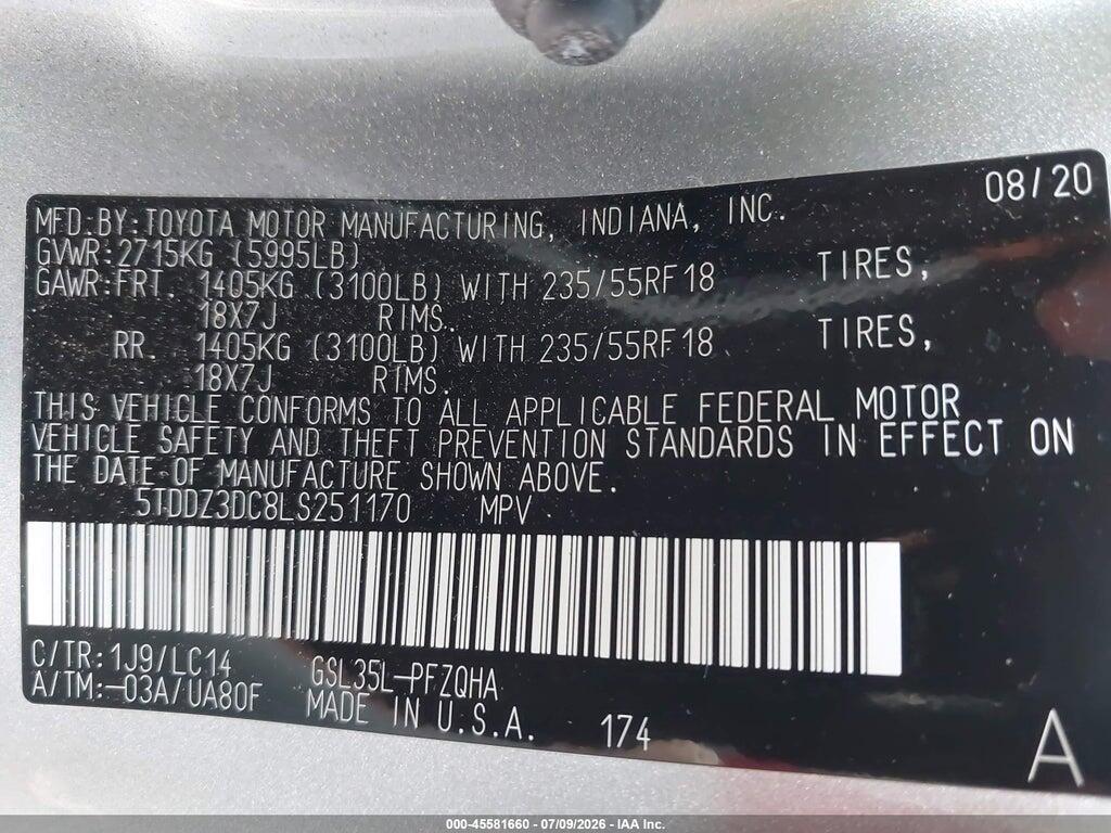 5TDDZ3DC8LS251170 2020 TOYOTA SIENNA photo no. 9