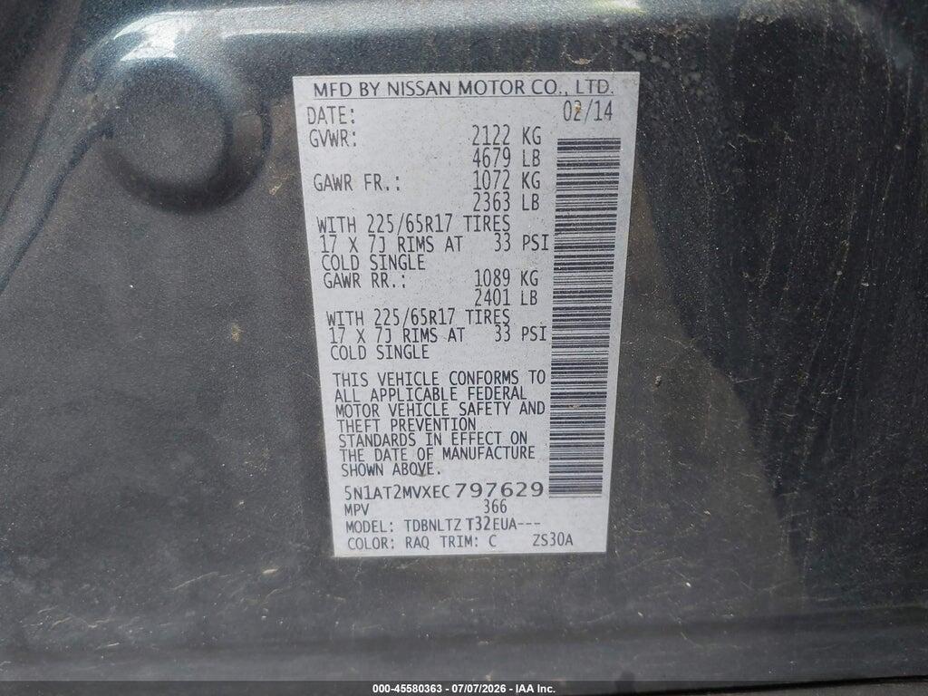 5N1AT2MVXEC797629 2014 NISSAN ROGUE photo no. 9