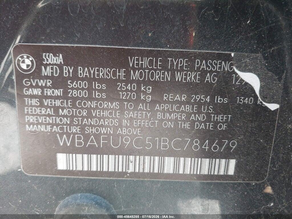 WBAFU9C51BC784679 2011 BMW 550I photo no. 9