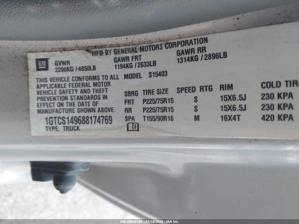1GTCS149688174769 2008 GMC CANYON photo no. 9
