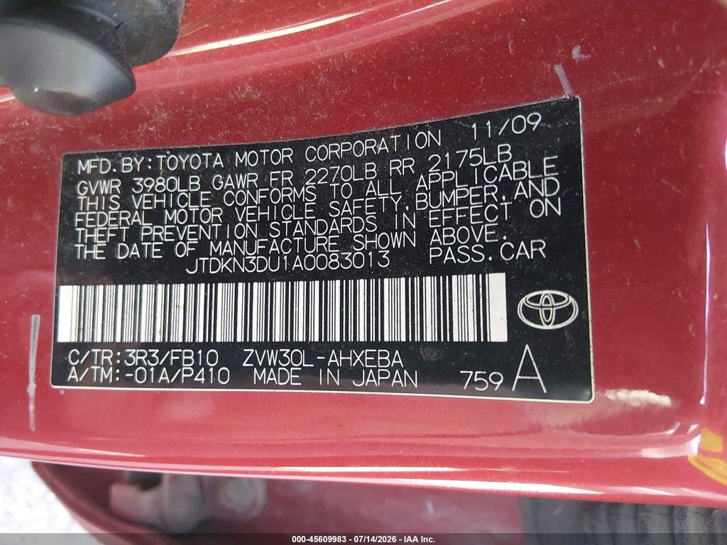 JTDKN3DU1A0083013 2010 TOYOTA PRIUS photo no. 9