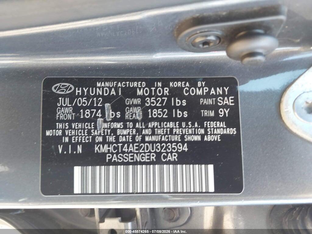 KMHCT4AE2DU323594 2013 HYUNDAI ACCENT photo no. 9