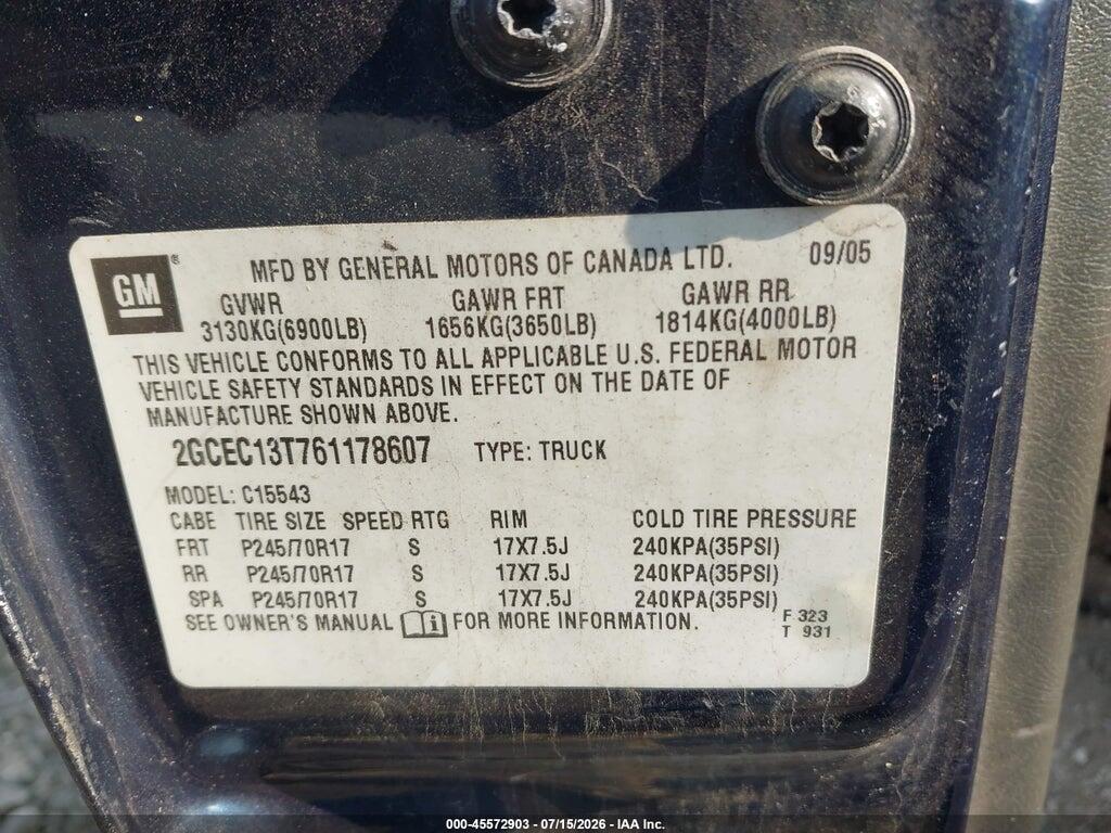2GCEC13T761178607 2006 CHEVROLET SILVERADO 1500 photo no. 9