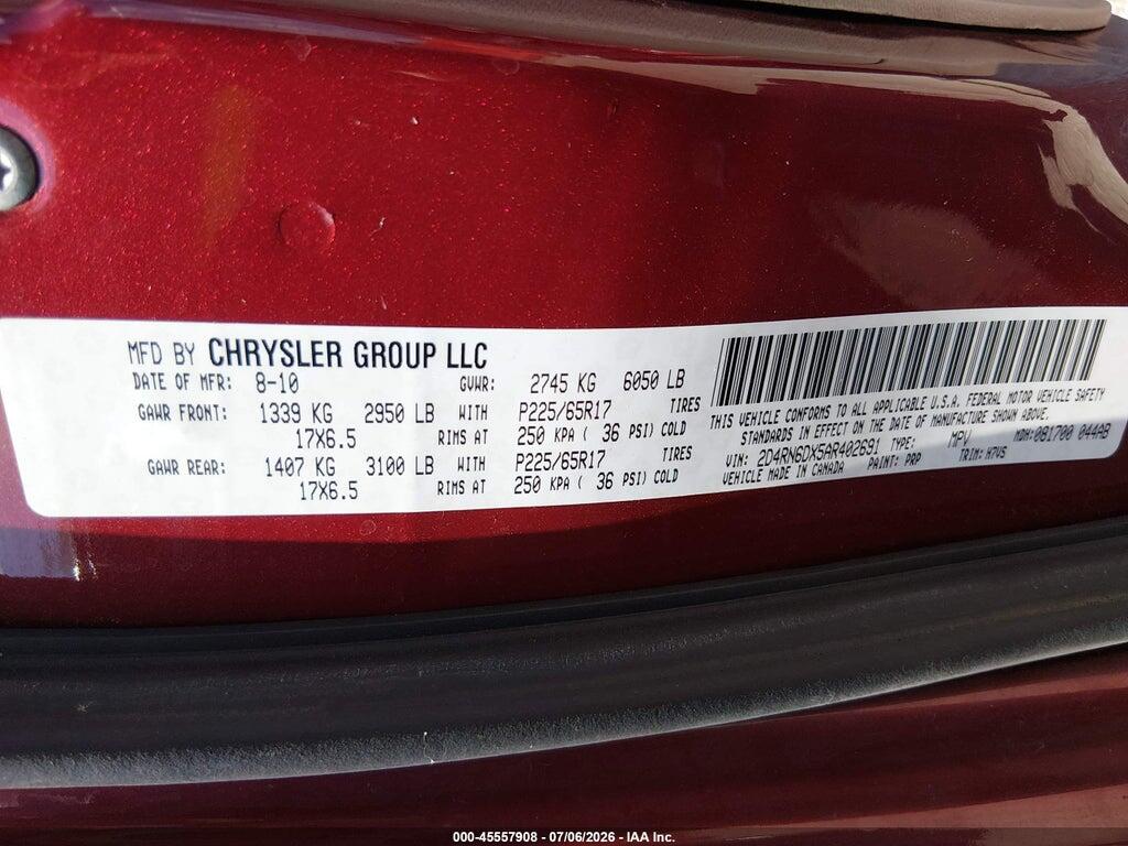 2D4RN6DX5AR402691 2010 DODGE GRAND CARAVAN photo no. 9