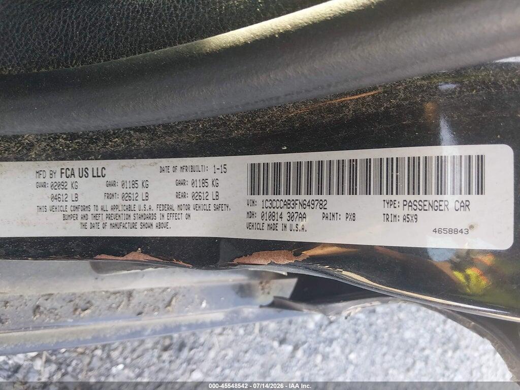1C3CCCAB3FN649782 2015 CHRYSLER 200 photo no. 9