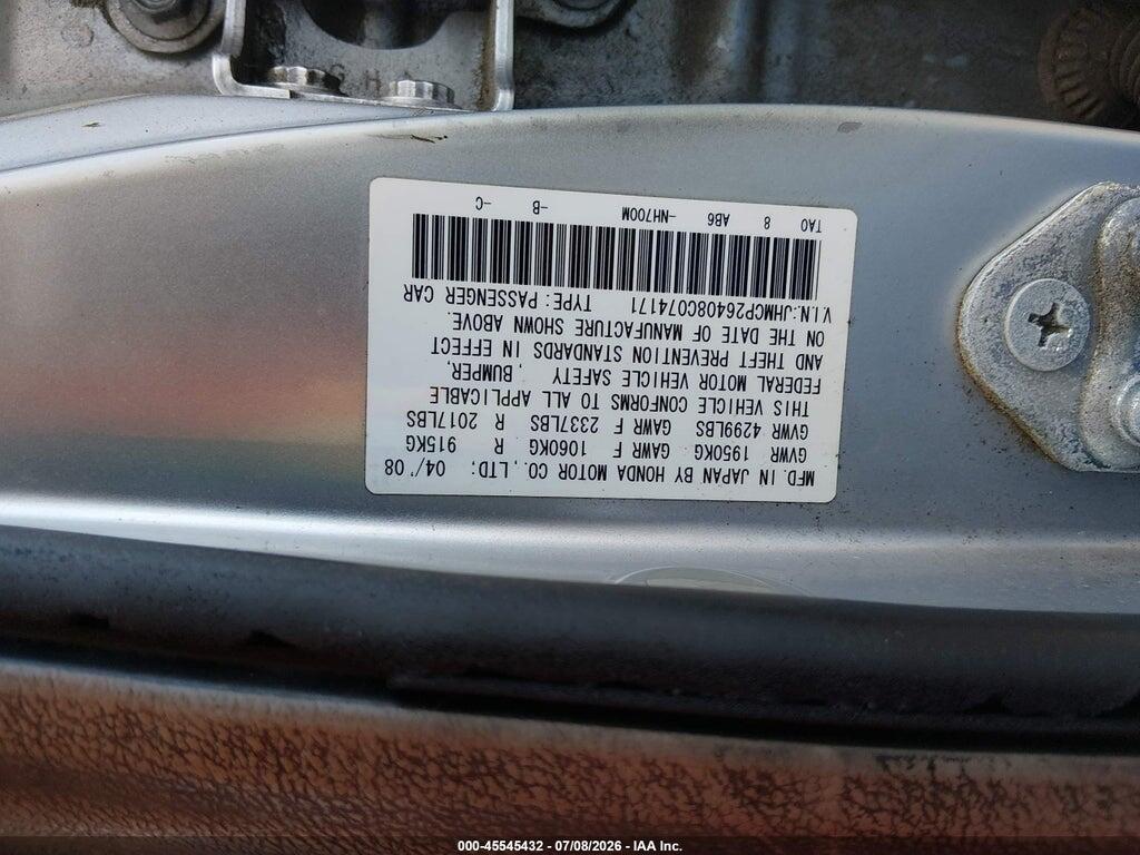 JHMCP26408C074171 2008 HONDA ACCORD photo no. 9
