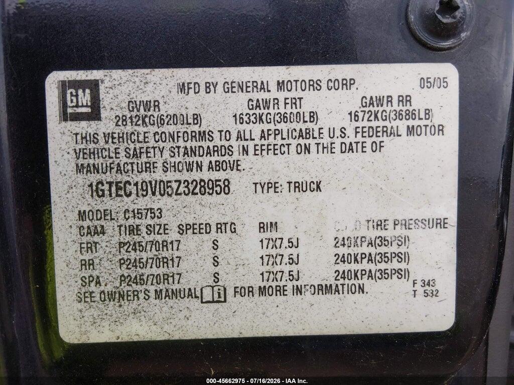 1GTEC19V05Z328958 2005 GMC SIERRA 1500 photo no. 9