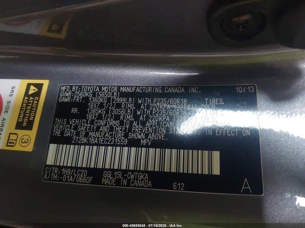 2T2BK1BA1EC231559 2014 LEXUS RX 350 photo no. 9