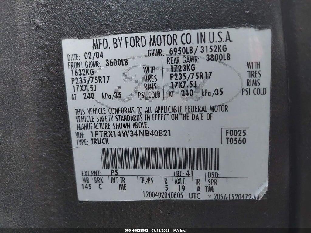 1FTRX14W34NB40821 2004 FORD F-150 photo no. 9