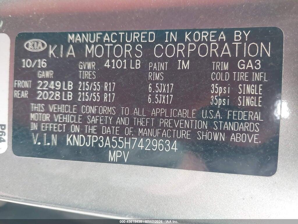 KNDJP3A55H7429634 2017 KIA SOUL photo no. 9