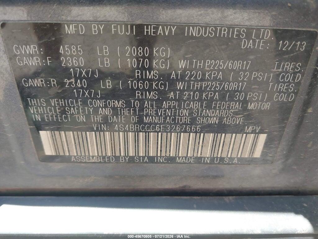 4S4BRCCC6E3267666 2014 SUBARU OUTBACK photo no. 9