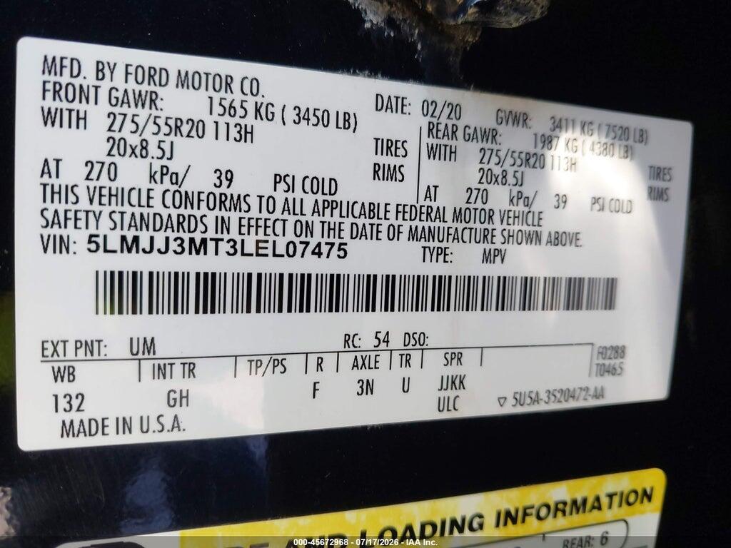 5LMJJ3MT3LEL07475 2020 LINCOLN NAVIGATOR photo no. 9